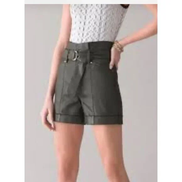 White House Black Market Coated Denim Paperbag Shorts - Picture 1 of 11